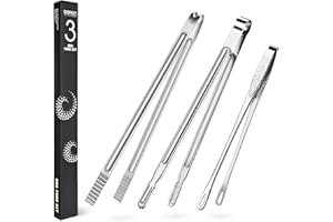 DaiRen Kitchen DRK-011 3PCS Grill Tongs Set, 16/16/12 Inch Extra Long Kitchen Tongs, BBQ Tongs Accessory,Premium Stainless Steel Grilling Tongs,for Cooking Barbecue, Buffet