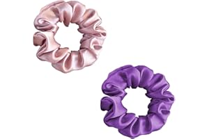 townssilk Wstążka do włosów z jedwabiu morwowego, 100% czysta jedwab morwowy, 22 momme, delikatna dla włosów, luksusowa, sprężysta, gumki do włosów. 2 sztuki dustypink fioletowy