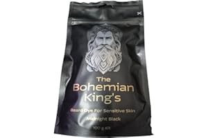 The Bohemian King's Coloration de barbe pour homme, noir nuit, sans PPD et sans ammoniaque, couleur naturelle pour peaux sensibles, sans végétale et sans produits chimiques