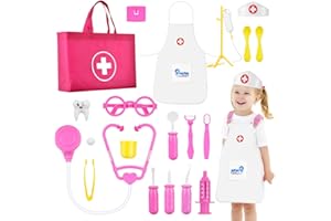OSDUE Doctors Set for Kids, 34PCS Kids Doctors Kit with Nurses Costume, Kids Doctors Set Case Educational Toys Age 3, Dentist Toys with Simulation Stethoscope, Pretend Doctor Kit Toys Medical Playset