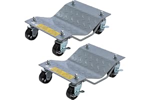 KATSU 2-pack hjuldolly bilskateboardset 1 360 kg kapacitet däckdolly med 7,6 cm svängbara hjul för att flytta bilreparationsg