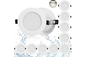 Gr4tec Faretti LED Incasso IP44, 10 x 5W Faretti Led da Incasso per Cartongesso 4000K Bianco Naturale 310LM, Luci da Incasso, 35mm Ultra-Sottile, Foro Φ70-90mm, Faretto LED Incasso Per Cucina Bagno