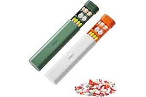 FIBOUND Przenośne organizery na tabletki, długi dozownik tabletek, 7-dniowy organizer na pigułki, podróżne pudełko na tabletki, mały organizer na leki, organizer na tabletki, suplementy, witaminy, leki, 2 szt