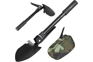 Maclean MCE961 przenośna składana łopatka z kompasem i torbą do przechowywania, wielofunkcyjna łopatka składana do użytku na zewnątrz, na kemping, do ogrodu