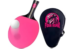 FourRoar Pink 7-Layer Ping Pong Bat | Ping Pong Racket for Players of All Levels | Includes 1 Bag to Store the Paddle and 1 Ball