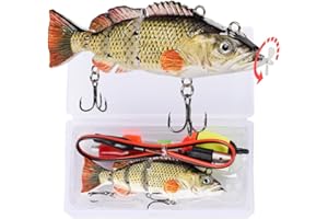 HADORAM Robotic Swimming Fishing Bait Electric Lures 3.5" USB Rechargeable LED Light Wobbler 4-Segement Multi Jointed Swimbait Hard Lures Fishing Tackle
