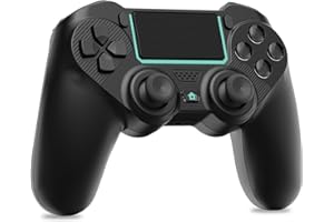 Shiptree Wireless Controller für PS4, Game Controller Kompatibel mit P4/Pro/Slim/PC mit Dual Vibration/6-Achsen/Touchpad/3.5mm Audio Jack/Touchpad, Gamepad mit RGB-Licht, 1000 mAh Akku - Schwarz