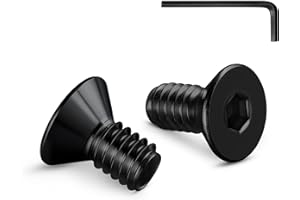 Wavanta 20Pcs M6 Bolts, M6 X 10mm Black Countersunk Bolts Screws, Flat Head Hex Socket Cap Screws, 304 Stainless Steel, Full Thread, with Hex Spanner
