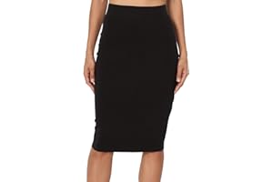 Pretty Fashion Plain Pencil Skirts For Women UK with Separate Elasticated Waist Women's Skirts Midi Length Approx 25 Inches Knee Length Black Skirt Ladies Pencil Skirt Multiple Colours UK 8-22