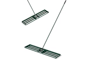 GiantexUK Lawn Leveling Rake 30”/36”/42”/46” x 10”, Powder Coated Steel Lawn Leveller with 77” Long Handle, Soil Leveling Tool for Garden Grass Golf Field Ground (46” x 10”, Green)