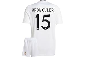 Gokaynex Arda Guler Real #15 Camiseta de fútbol para niños, 2024, nueva temporada, camiseta para niños, camiseta deportiva, camisetas de entrenamiento de fútbol, niños vienen con pantalones cortos de