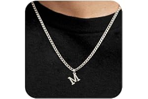 SEFORICO Mens Initial Necklace - Personalised Necklace for Boyfriend Brother Son Birthday Gifts for Men Cuban Chain Necklaces Stuff for Boys Mens Jewellery 4mm 50cm