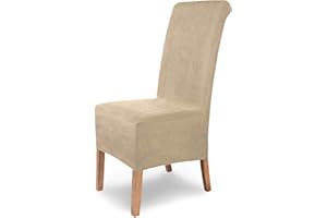 ‎SH SCHEFFLER-HOME LIVE HOMESTYLE SCHEFFLER-Home Stuhlhussen Leon Beige-Stein/elastische Wildleder Hussen für Stühle/robuste Freischwinger Hussen/Stuhlhussen Stretch & Lederoptik/Stuhl Hussen waschbar