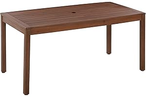 Amazon Aware - Rectangular Mesa para exteriores, madera de acacia con certificación FSC, 72 x 75 x 152.4 cm (alto x ancho x largo), acabado en nogal