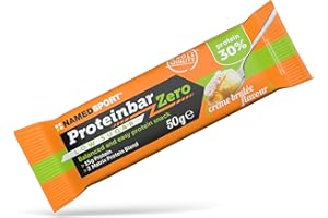 NAMEDSPORT SUPERFOOD NAMEDSPORT> Proteinbar Zero, Barre protéinée au goût de crème brûlée avec 35% de protéines, idéale comme collation ou après l'entraînement, sans gluten, Brand of Italy, boîte de 12