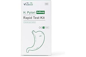 H Pylori Test Kit for Home Use - Quick 10-Minute Helicobacter Pylori Kit with 98% Accuracy | Reliable Complete Stomach Ulcer Test of Gastrointestinal Issues with Antibodies | Viva Test (1 Pack)