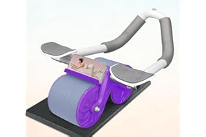 FK Sports Abdominal AB Roller Automatic Rebound Exercise wheel with Elbow Support, Core Exercise Wheel Trainer For Home Gym, With Extra Thick Knee Mat