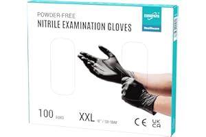EUROPAPA® 100 Guanti Monouso In Nitrile, Senza Lattice, Sterili (XXL, Nero)