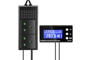 LUQIXCEY PID Reptile Thermostat Plug Socket,Digital Dimmer Temperature Controller 0-50℃ with Day & Night Timer,Thermostat Plug Socket UK for Home Brew Greenhouse Heater Heat Mat Tube Heater Reptile Vivarium