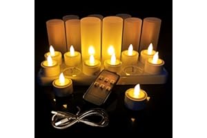 QSPORTPEAK świeczki LED z możliwością ponownego ładowania, 12 sztuk, bezpłomieniowe świeczki LED na baterie, migoczące świeczki typu tealight ze stacją ładującą, pilot zdalnego sterowania, matowe kubki, na imprezę, wesele, Halloween, Boże Narodzenie