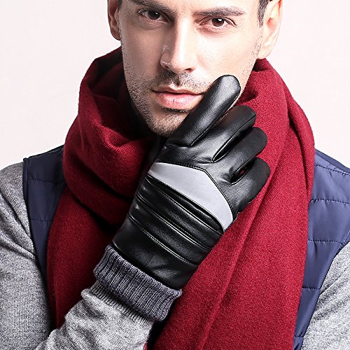 Touch screen gloves men's thick warm riding reflective safety gloves ,Black