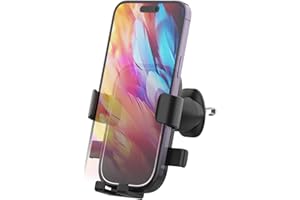 GRIFEMA Support Téléphone Voiture Grille d'Aération à Fixation Automatique, Rotation 360°, Utilisation à Une Main, Compatible Smartphones 4,7-7 Pouces avec Coque​