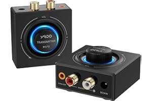 ‎YMOO YMOO 2.4GHz Drahtloser Audio Sender und Empfänger, Wireless Transmitter and Receiver Kit, 200ft Lange Reichweite,25ms Niedrige Latenz,48khz HiFi Audio Adapter für TV/Lautsprecher/Stereo