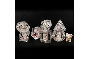 BESCON DICE Bescon Oversized DND Hellokitty Dice Set,Giant 7pcs Cat Translucent Polyhedral D&D Dice Set, Big Sized Dungeons and Dragons Dice