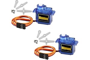 HUAZIZ 2 Pièces 9G Kit de Moteur Micro servomoteur pour Bras de Robot RC/Main/Marche hélicoptère Avion Voiture Bateau contrôle avec câble, Mini servos Projet Arduino