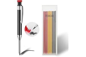 Amabro mechaniczne ołówki stolarskie z wbudowaną temperówką, solidne ołówki do obróbki drewna z 9 wkładami, narzędzia do znakowania głębokich otworów, wytrzymałe pisaki do budowy architektów