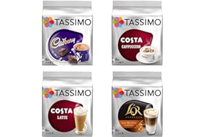 Tassimo Costa Cappuccino + Cadbury + Costa Latte + L'Or Latte Macchiato Caramel x 4 Favourite Packs, Total 56 Discs