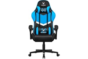 LUCKRACER Gaming Chair with 2-Point Massage, Video Gamer Chair Ergonomic High Back Support Computer Chair, Swivel Desk Chair for Home Office, Blue