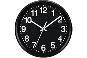 Plumeet 25cm Orologio da Muro, Silenzioso con Numero Grandi E Graziosi e Movimento Digitale Senza Ticchettio, Orologi da Parete Design Moderno Ottimo per la Camera da Letto e la Cucina (Nero)