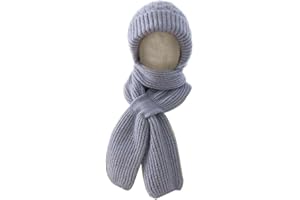 Homemari Winddichte Mütze Schal Strickmütze mit Gehörschutz Kapuzenschal Integrierter Hals Ohrenschutz Schalmütze für Damen