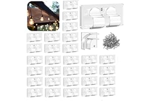 VGECEE 40 Pcs Ganchos Guirnalda Luz Sujeta Cables Pared Ganchos Adhesivo Transparentes Grapas Cable Pared Clips de Cables para Exteriores Decoracion Navidad Colgar/Sujetar Cable de la Antena/Luces