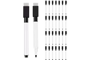 KHDULQ 30 Piezas Black Rotuladores Borrables, Rotuladores De Pizarra,Rotulador Negro Rotulador Pizarra Magnetica Whiteboard Marker for Homeschool Office Markers, Rotuladores Negros