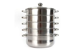 FUTCHOY Autocuiseur vapeur en acier inoxydable pour cuisinière électrique et à gaz, à induction, 5 étages, 28 cm (430))