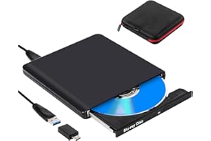 NOLYTH Externes Blu Ray Laufwerk: Aluminium Bluray Brenner Extern USB C mit Tasche - Externer CD DVD Blue Ray Player Tragbar BD Externe Blu-ray Laufwerke für Laptop PC Mac MacBook Windows 11