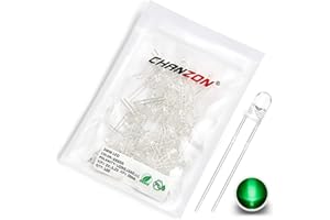 Chanzon 100 pcs 3mm Vert LED Diode Lumières (Clair Rond Transparent DC 3V 20mA) Lumineux Ampoule Lampes Composants Électroniques Indicateur Diodes Émettrices De Lumière