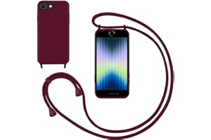 GOODCACY Silikon Handykette Handyhülle für iPhone 7/8/iPhone SE 2020,Smartphone Necklace Hülle mit Band Schutzhülle mit Kette zum umhängen Halskette Flüssig Silikon Case für iPhone 7/8/iPhone SE 2020,Rot
