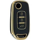AutoHan Keys Renault Megane 4, Clio 5, Koleos i&ccedil;in TPU Anahtar Koruma Kılıfı, Siyah-Altın Renk, Premium Otomobil Anahtarlık K