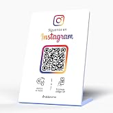 Instagram Exhibitor/Display/Sign with NFC and QR - Get More Followers with a Simple Scan (White)