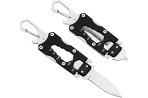 BEEK 6 in 1 Multitool, Portachiavi EDC, Strumento da Tasca con Moschettone, Regalo per Uomini