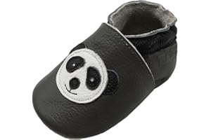 YIHAKIDS Krabbelschuhe Baby Lauflernschuhe Lederpuschen Hausschuhe Jungen Mädchen Mokassins Weicher Leder Babyschuh mit Wildledersohlen Kleinkind rutschfeste Lederschuhe Baby 0-3 Jahre