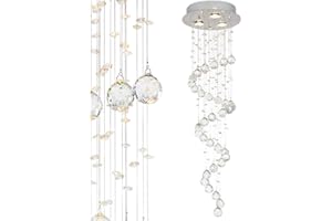 ‎LEWIMA Glas Kristall DeckenLampe, Hängeleuchte Deckenleuchte mit K9 Glaskristallen, Lüster Ø30 x 100cm (H) 3x GU10 austauschbar