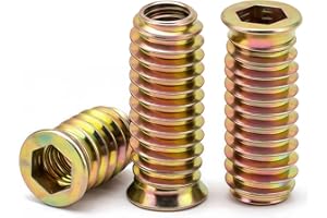 Drenky M6x25mm Boccole Filettate per Legno 40 Pezzi Inserti Filettati Zincati, Dado Esagonale con Dadi di Avvitamento Perfetti per Mobili in Legno