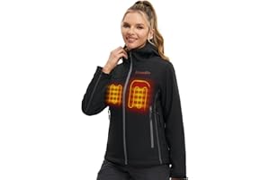 CONQUECO Mujer Chaqueta Calefactada con Batería, Slim Fit Chaqueta Eléctrica con Capucha, Carcasa Suave Térmica en Invierno