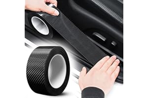 XMSCN Tira Umbral Coche Universal,Cinta Umbral Fibra Carbono Negro, Adhesivo Umbral Puerta Auto Universal, Protector De Umbral De Puerta De Coche Pegatina Antirrayas（5CM ×5Ｍ）