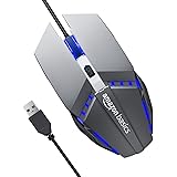 Amazon Basics Wired Gaming Mouse with RGB LED, Lightweight and Durable Design, DPI Up to 2400, Compatible with Windows and MA