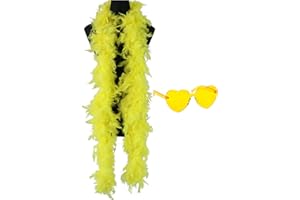 db11 Colorful Feather Boas, 6.6ft Feather Boa for Women for Dancing Wedding Party Cosplay Halloween,with Heart Rimless Sunglasses